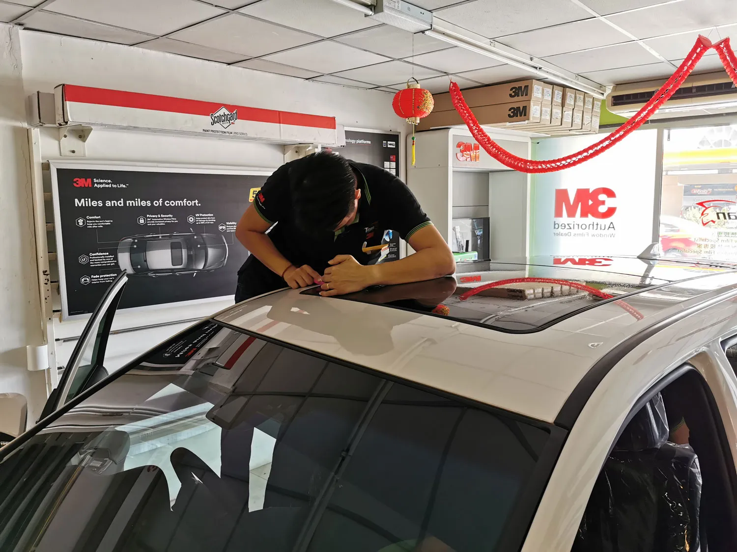 Automotive window film installation