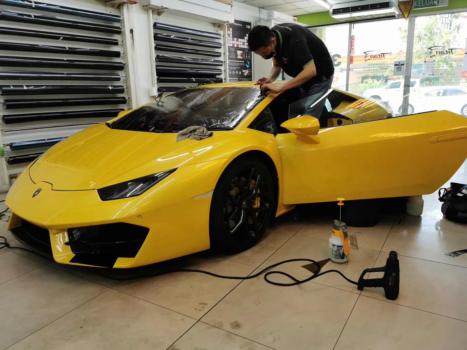 Automotive tint installation at Titan Solar Film
