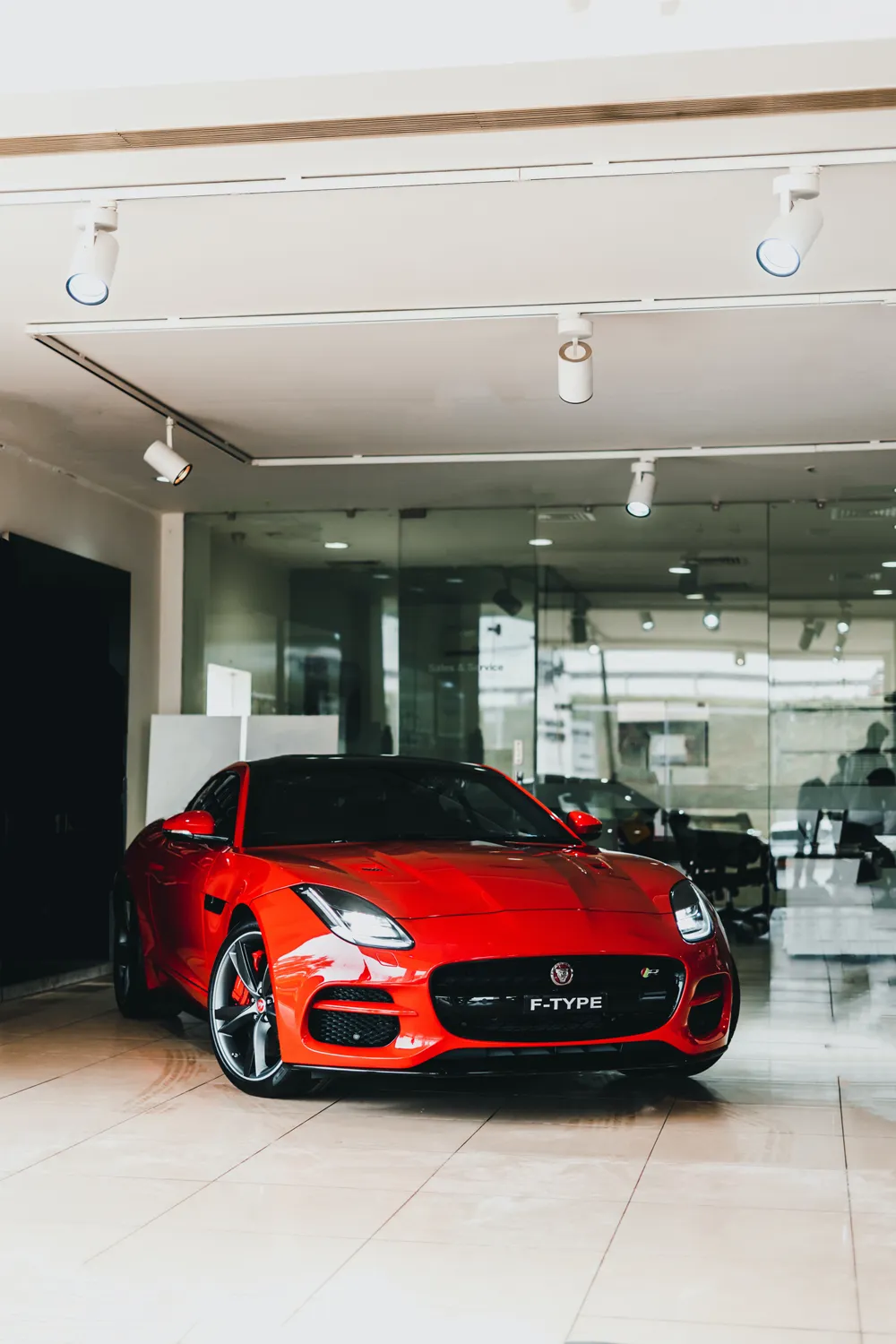 A protected vehicle inside a professional automotive showroom